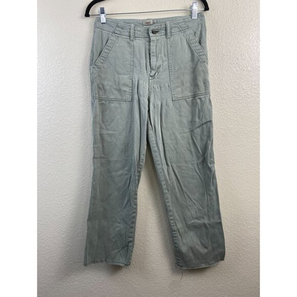 Faherty Denim - Faherty Cropped Wide leg Pants Womens 27 Green Stretch Casual